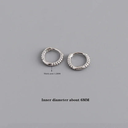 925 Sterling Silver Fashion Piercing Charm Twist Huggies Hoop Earrings for Women Rock Gothic Unisex Jewelry Ear Buckles