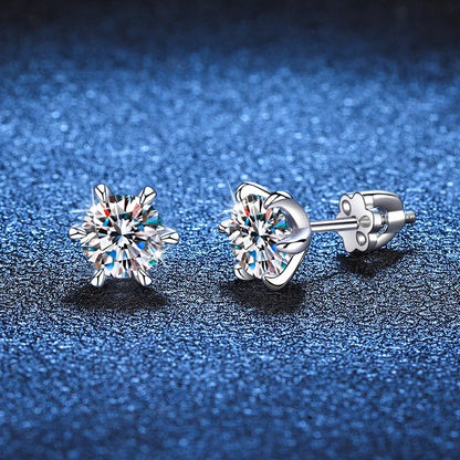 NeeTim 1ct 2ct Moissanite Screw Earrings for Women 925 Sterling Silver with Gold Plated Diamond Wedding Party Girl Stud Earrings