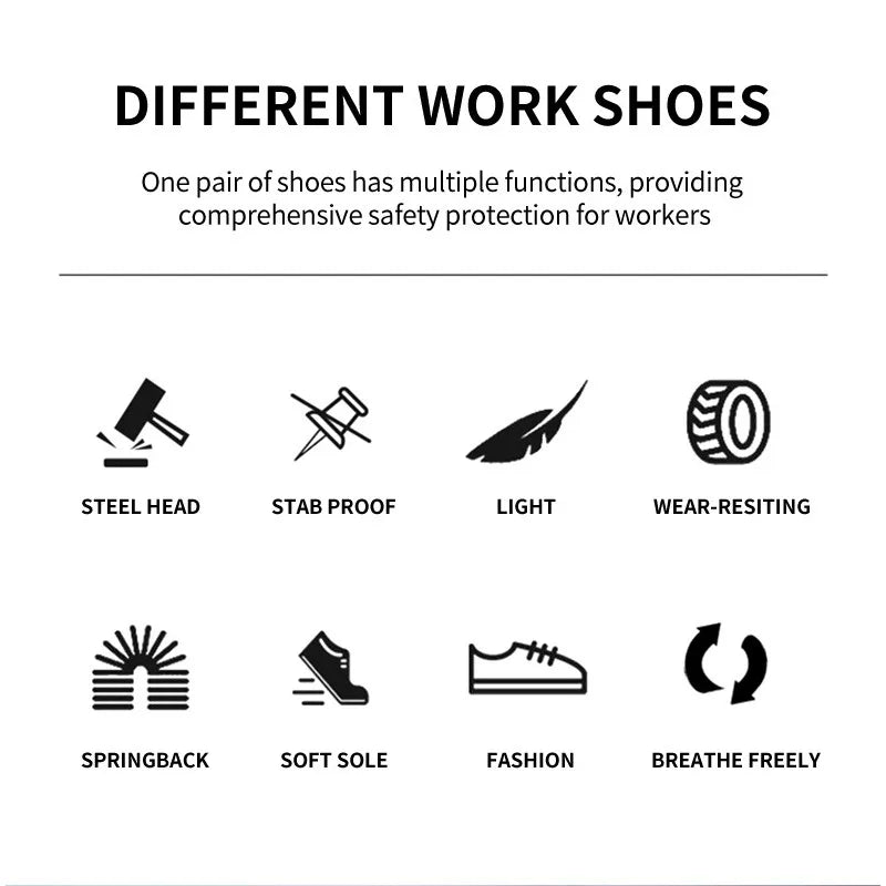 Button Labor Protection Shoes Lightweight Steel Toe Cap Anti Smashing and Anti Puncture Safety Shoes