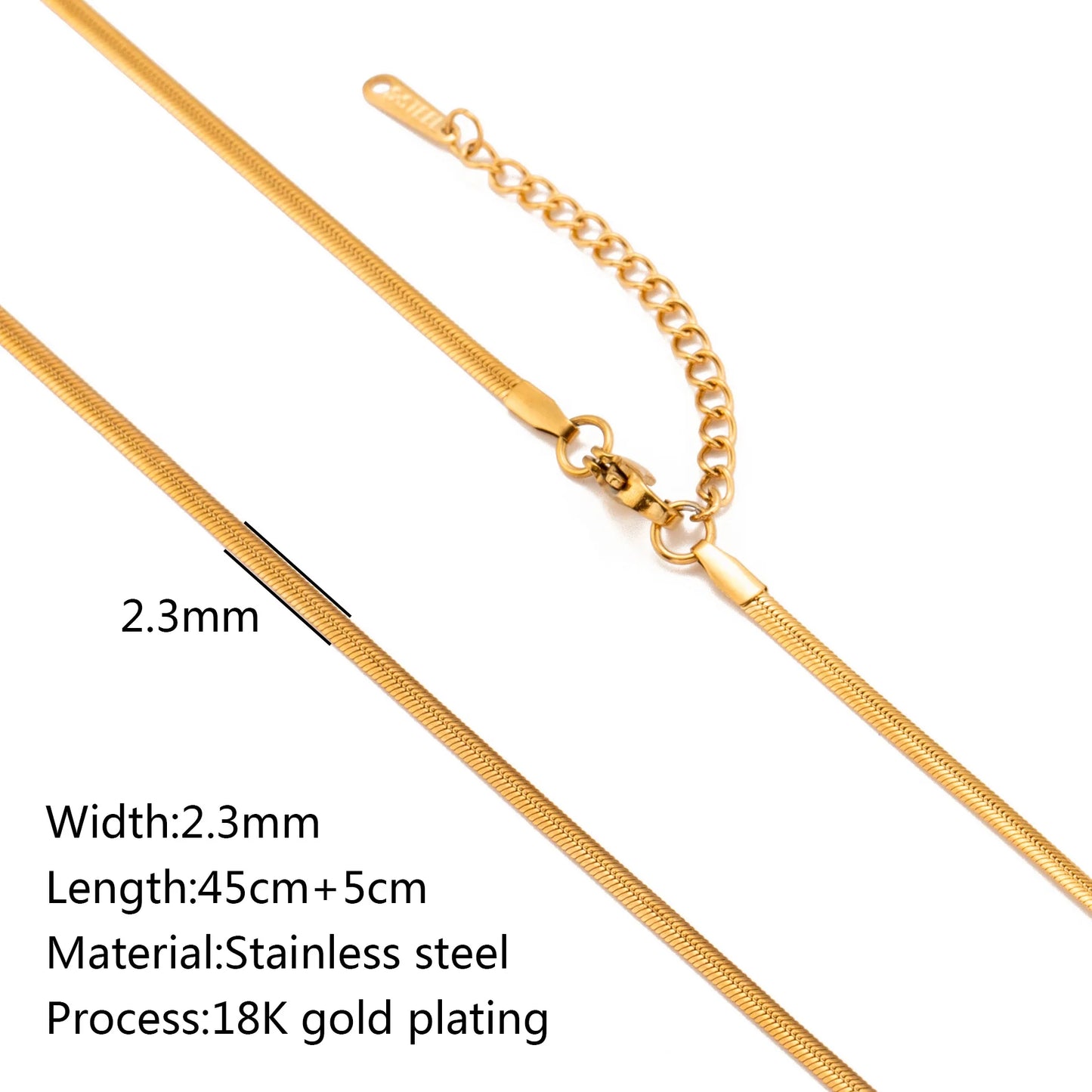 5Pcs/Lot Stainless Steel Bead Rope Link/Cuban/Paperclip Links Snake Chain Necklace Diy Women Jewelry 18K Gold Color Neck Chains