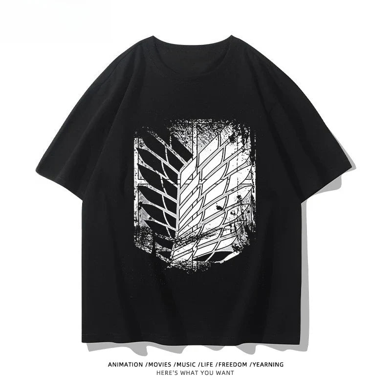 Wings of Liberty Printed Short Sleeve T-shirt Men's and Women's Fashion Loose Cotton Top