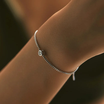 0.25CT Moissanite Bezel Setting Bracelet For Women Diamond 925 Sterling Silver Elegant Chain Bracelet Wedding Jewelry