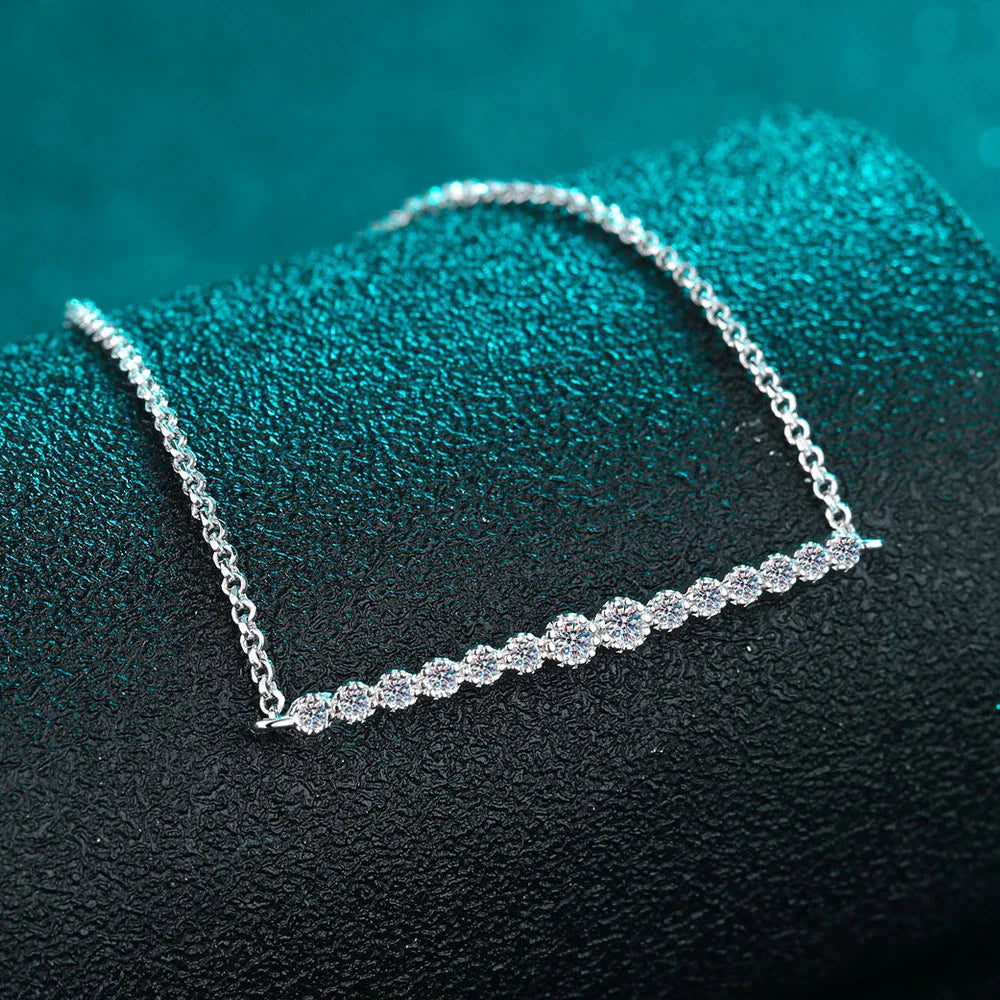 D VVS1 All Moissanite Bracelets for Women 0.24ct Round Lab Diamond GRA S925 Sterling Silver Plated 18k Dainty Bracelet