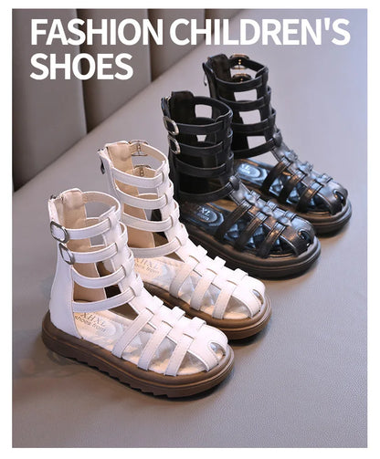 High-top Gladiator Platform Shoes Kids Wedding Party Footwear New Summer Little Girl Children Sweet Princess Long Sandals