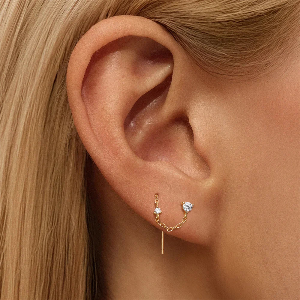 925 Sterling Silver Long Chain Tassel Baroque Irregular Pearl Dangle Earrings for Women C Shape Earrings Jewelry Pendientes