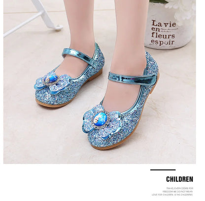 Frozen Girls Princess Shoes Spring and Autumn Flat Paillette Shoes Children's Soft Sole Baby Casual Shoe Party Shoes
