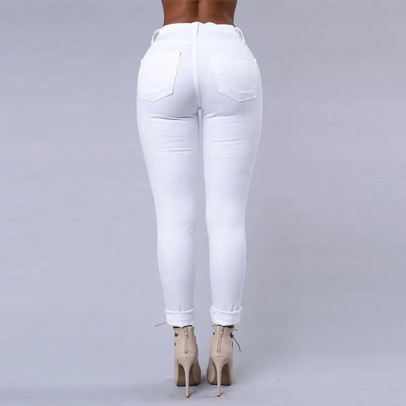 High Waist Ripped Women's Skinny Jeans