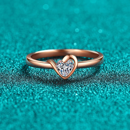 Heart Cut Moissanite Eternity Ring 925 Sterling Silver with Champagne White Gold Plated Band Lab Diamond Rings For Women