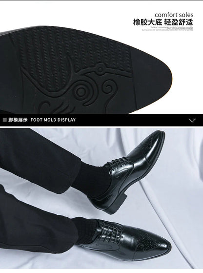 Trend Brogues Casual Business Shoes Men Wedding Pointed Toe Office Formal Social Leather Shoes For Men Trend Men's Dress Shoes