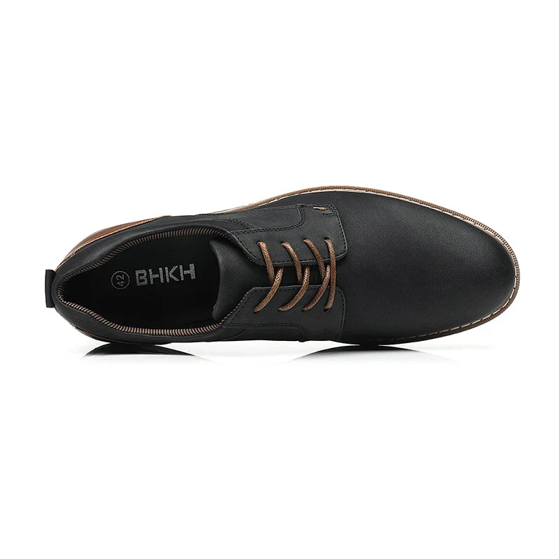 Shoes For Men Spring/Summer Pu Leather Breathable Casual Shoes Lace up Office Style Business Men's Sneaker