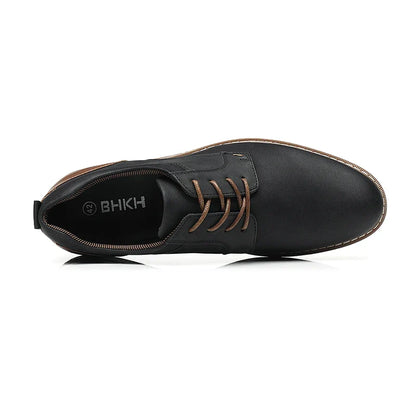 Shoes For Men Spring/Summer Pu Leather Breathable Casual Shoes Lace up Office Style Business Men's Sneaker