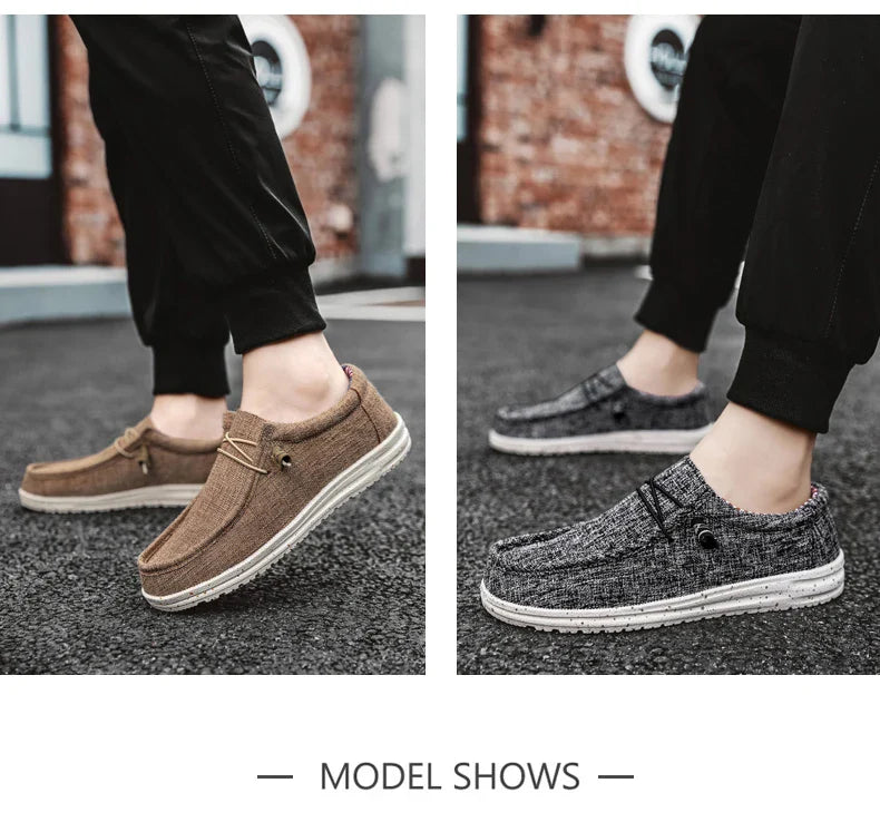 Men Shoes Casual Canvas Loafers Shoes Light Breathable Flats Leisure Male Vulcanized Shoes Walking Sneakers Plus Size 39-46