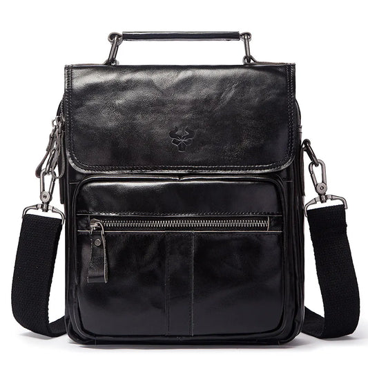 Genuine Leather Men's Shoulder Bag Luxury Work Business Messenger Bags Fashion Male Crossbody with Adjustable Straps