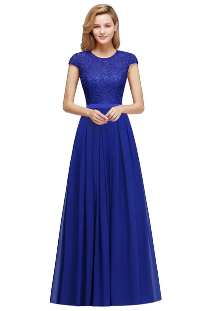 Navy Blue Evening Dresses Elegant A Line Chiffon Lace Women Formal Wedding Guest Prom Party Gowns Robe De Soirée