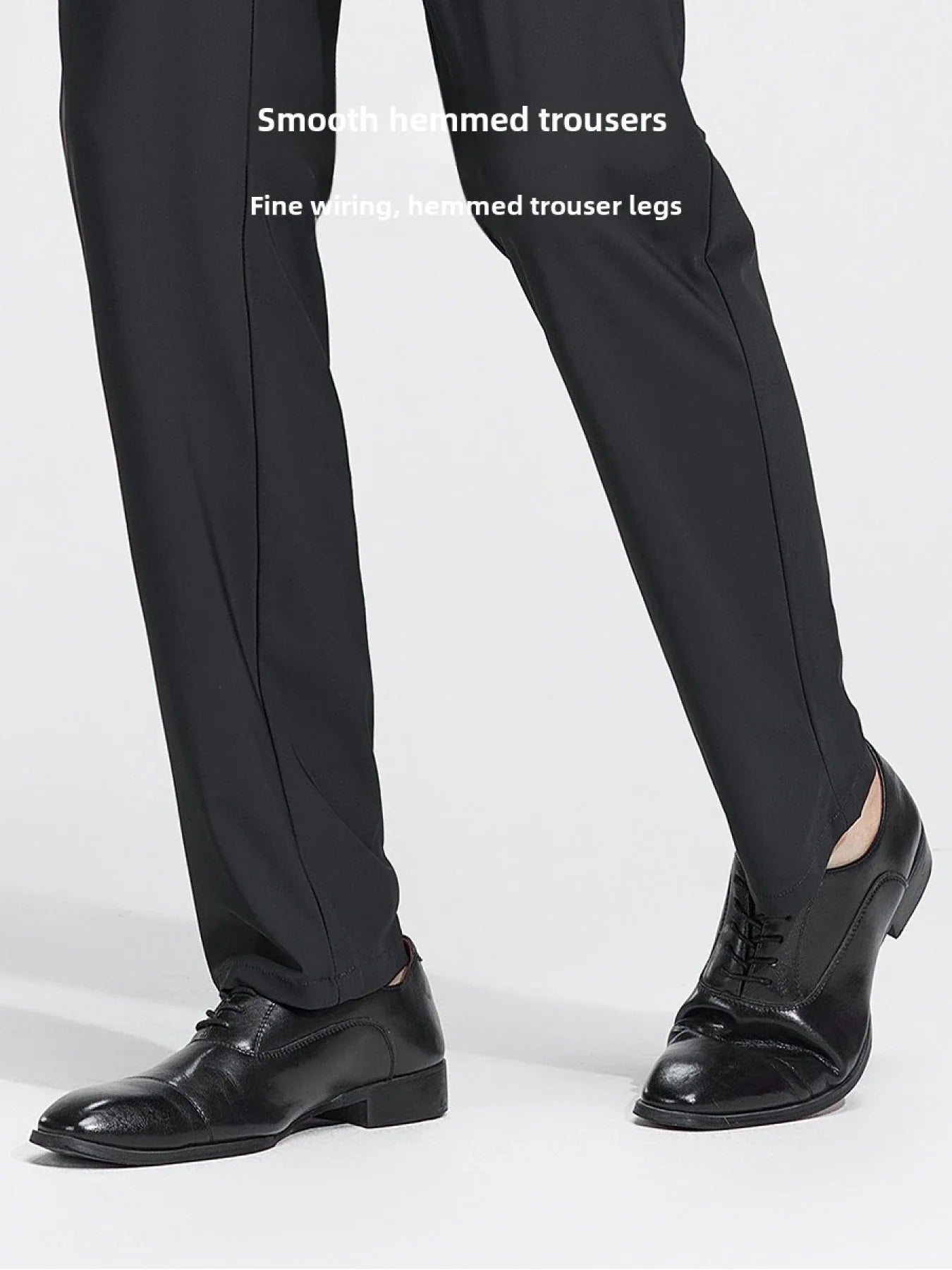 Men's Slim Fit Stretch Dress Pants, Classic Black Business Casual Trousers for Office & Daily Wear