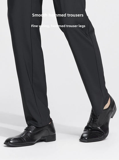 Men's Slim Fit Stretch Dress Pants, Classic Black Business Casual Trousers for Office & Daily Wear