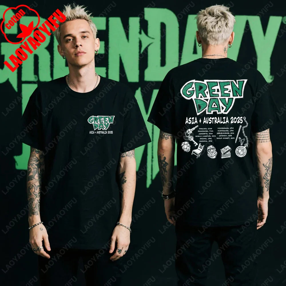Green Day Tour 2025 Asia and Australia Tour Graphic T Shirts Summer Woman Man Fans High Quality Cotton T-shirt Music Festival