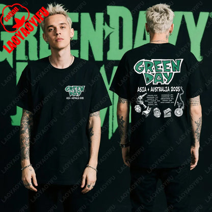 Green Day Tour 2025 Asia and Australia Tour Graphic T Shirts Summer Woman Man Fans High Quality Cotton T-shirt Music Festival