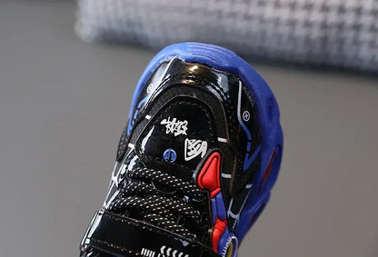Disney Children's Sneakers Boys Cartoon Spiderman Led Light Sport Shoes Student Shoes Hook Anti-slip Kids Outdoor Shoes