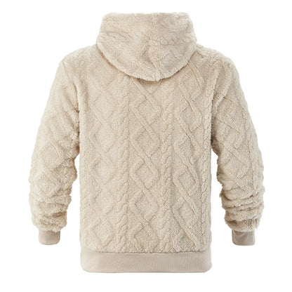 Autumn and winter leisure men's high street jacquard double-sided velvet hooded sports trend pullover sweater jacket