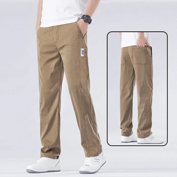 Spring Summer Thin Lyocell Casual Pants Men Loose Straight Fashion Stretch Korean Classic Trousers Men's Clothing Size M-5XL