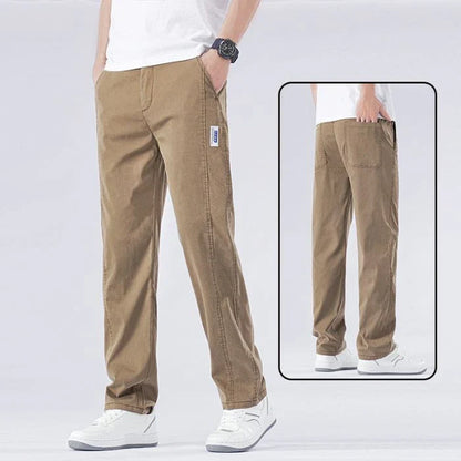Spring Summer Thin Lyocell Casual Pants Men Loose Straight Fashion Stretch Korean Classic Trousers Men's Clothing Size M-5XL