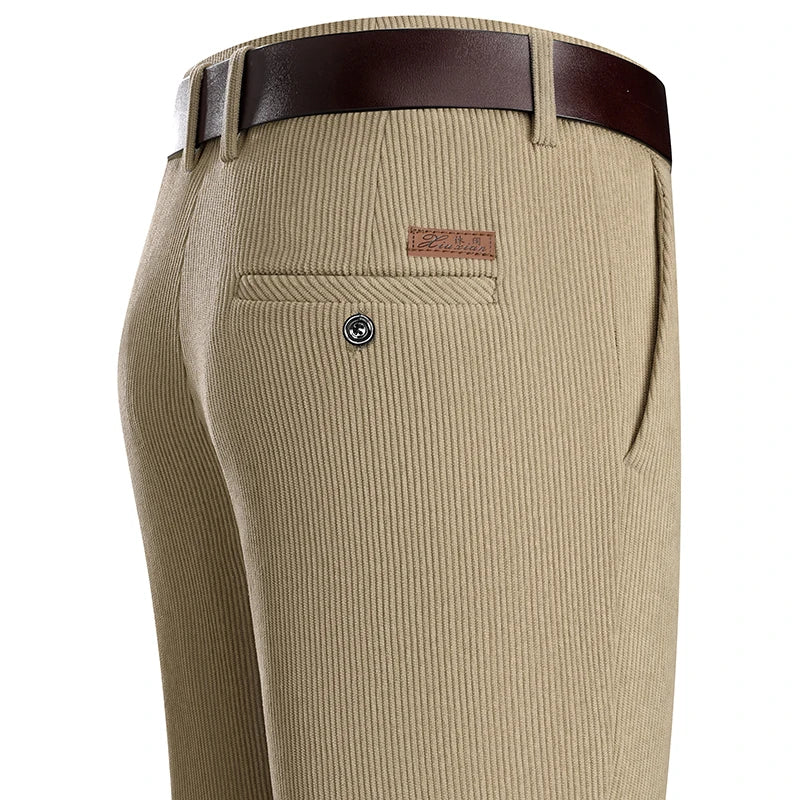 Men's Corduroy Pants Classic Casual Pants Straight Leg Regular Fit Streetwear Commuting with 5 Pockets