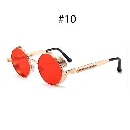 Vintage Steampunk Red Sunglasses Men Round Punk Alloy Metal Retro Sun Glasses Women 2026 Goggles Gothic Style Shades