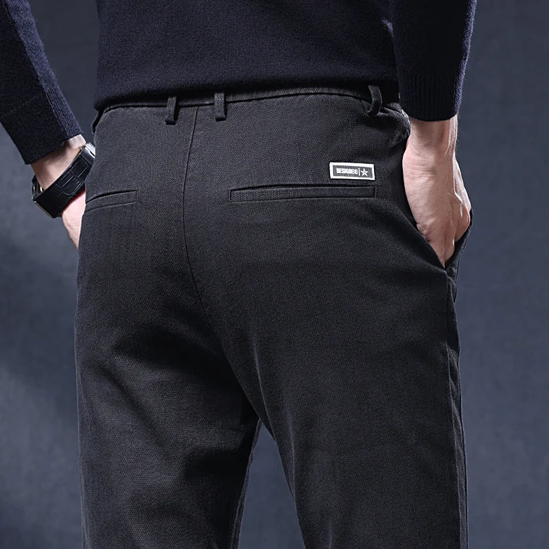 Classic Slim Fit Mens Casual Pants Breathable Straight Stretch Korean Business Trousers Spring Autumn New Fashion Male Clothing