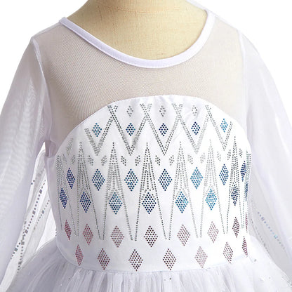 Frozen Elsa Princess For Girls Cosplay Costume Kids Mesh Snow Queen Carnival Birthday Party Dress Up Clothes 2-10Yrs Gown