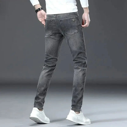 Men's Jeans Affordable Fashionable Elastic Slim Fit Light Straight-leg High-end Denim Long Pants Men's Trousers Denim Long Pants