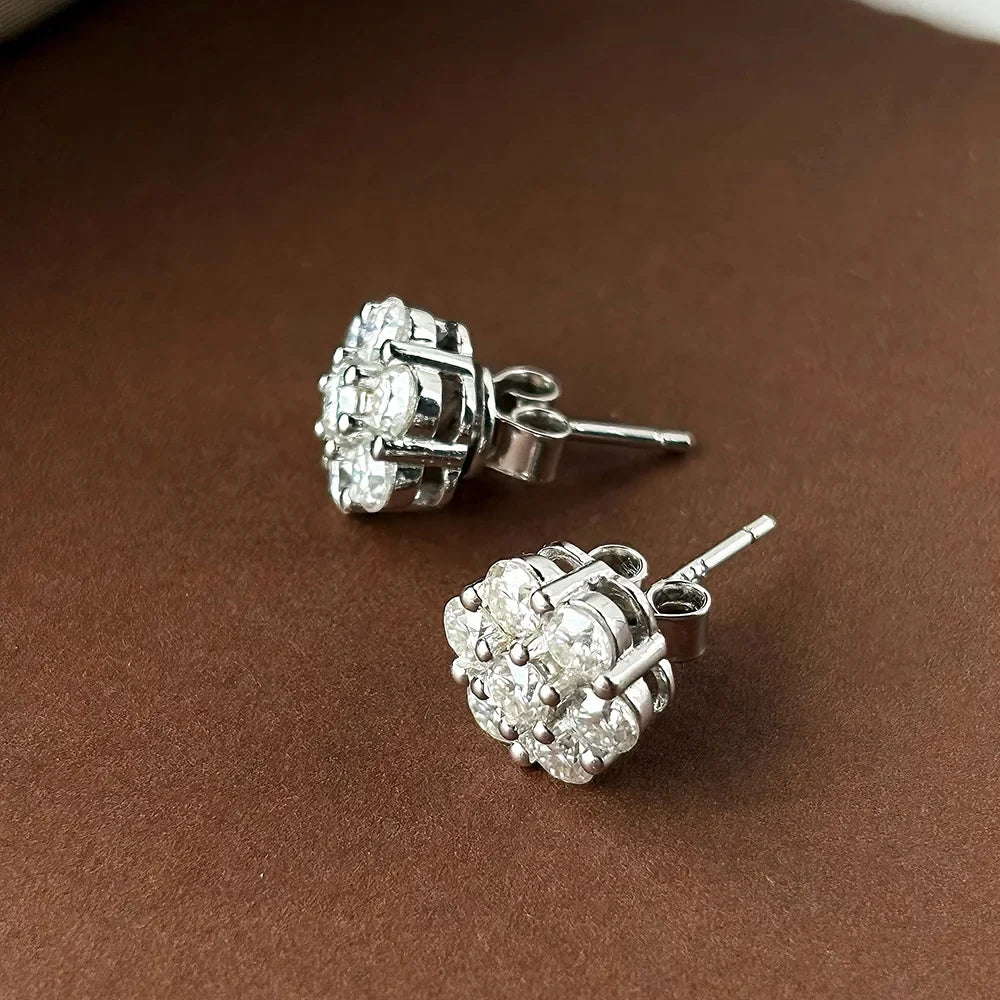 2.5/3MM D color Moissanite Flower Stud Earrings For Women S925 Silver Sparkling Lab Diamond Earrings Wedding Fine Jewelry