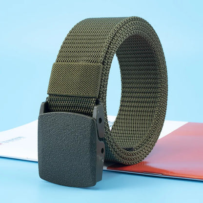 Newest 8 Colors Men Belts Military Nylon Adjustable Belt Outdoor Travel Tactical Waist Belt with Plastic Buckle for Pants 120cm