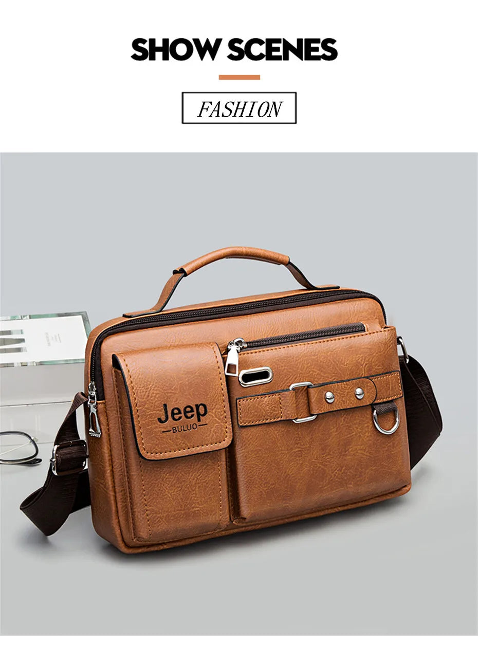 Multi-function Business Handbags Men New Man's Shoulder Bags Large Capacity Leather Messenger Bag Crossbody Big Brand