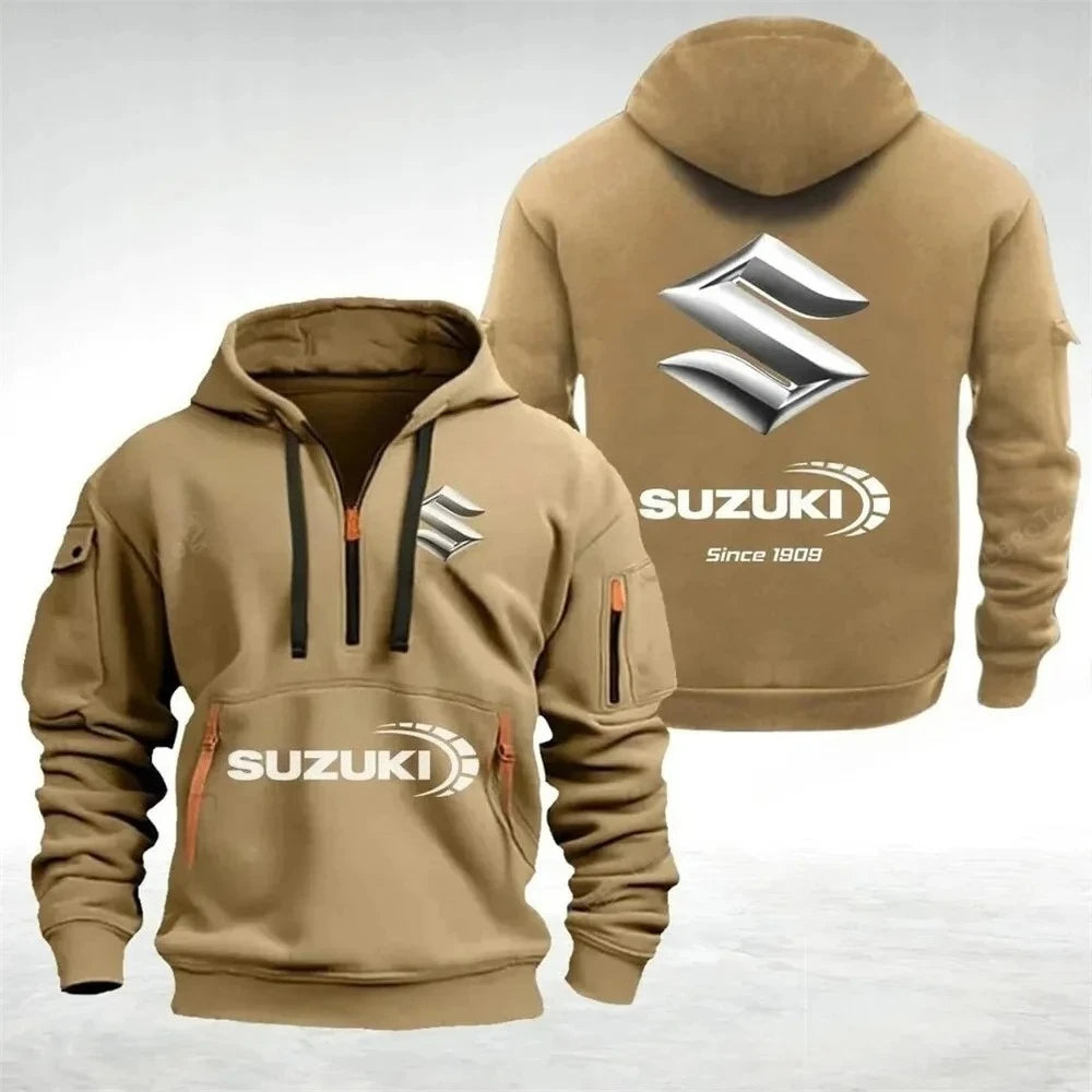 Men sweatshirts, hoodies, half-pocket autumn and winter outdoor sports jackets, racing and motorcycle men's and women's wear