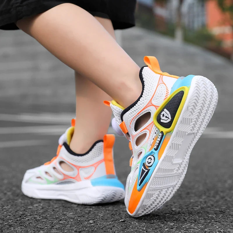 Children Sports Shoes Summer New Hollow Mesh Breathable Fashion Flat Bottom Anti Slip Student Daily Wear Comfort Casual Shoes