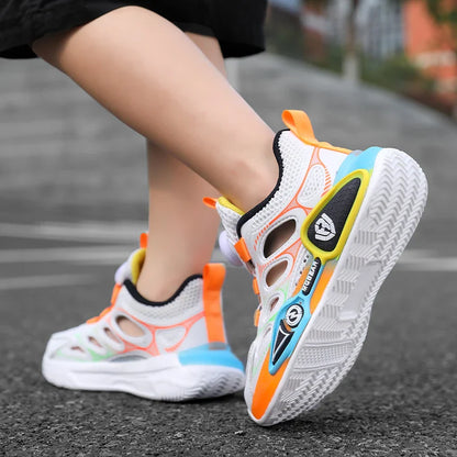 Children Sports Shoes Summer New Hollow Mesh Breathable Fashion Flat Bottom Anti Slip Student Daily Wear Comfort Casual Shoes