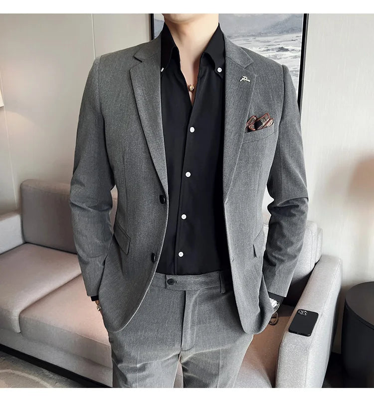 Terno Masculino Casual de Escritório Noivo Casamento Blazer Calça Social