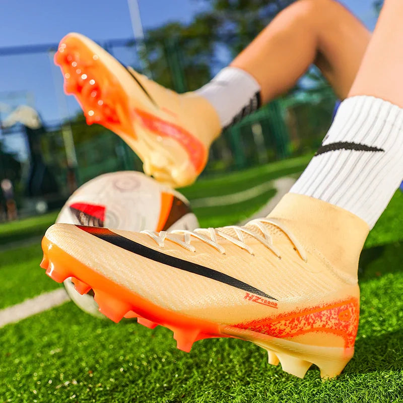 Kids Soccer Cleats for Boys and Girls Youth High-top Football Shoes Outdoor Athletic Turf Soccer Shoes