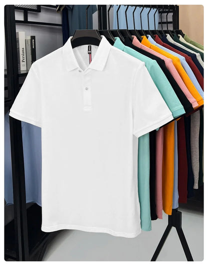 100% pure cotton high-end short sleeve polo shirt men's summer fashion new breathable Korean business casual golf brand T-shirt