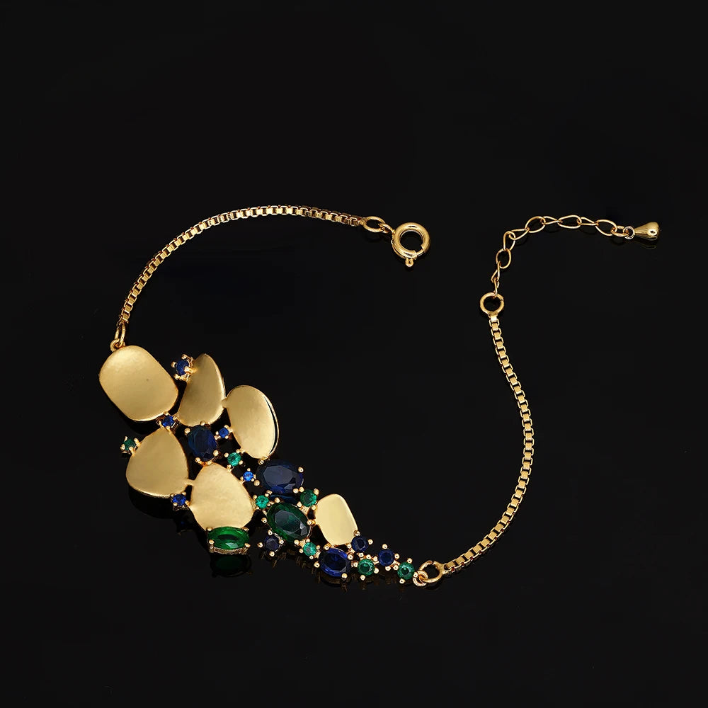 Dubai Saudi Arabia Trendy Gold Plated Pendant 4pcs Necklace Set Fashion Women Cubic Zirconia Jewelry Sets Bridal Accessories