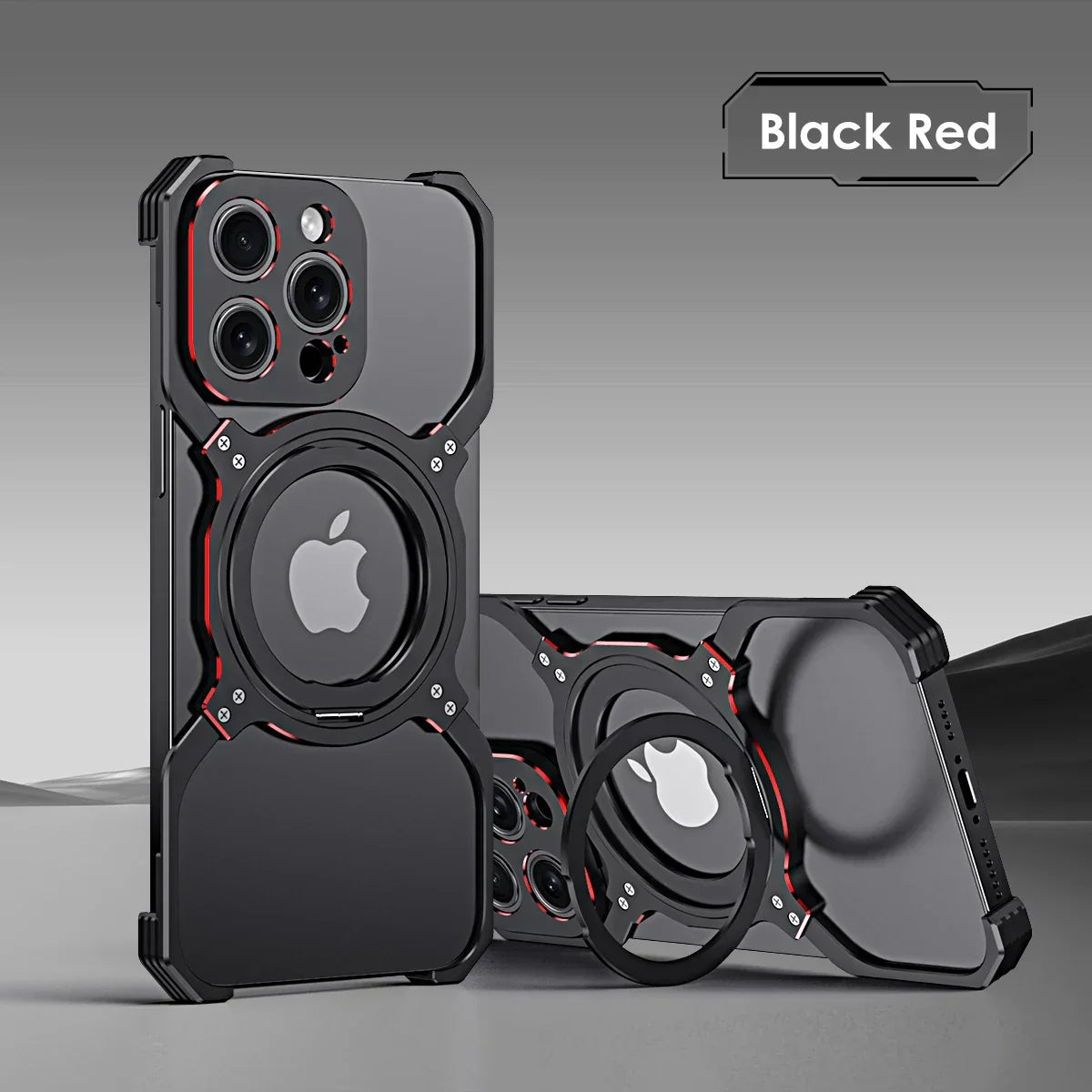 360° Stand Metal Rimless Magnetic Phone Case For iPhone 13 14 15 16 17 Pro Max Metal Bumper Lens Protection Metal Phone Cover
