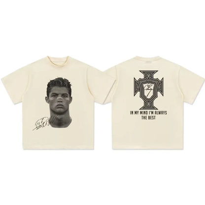 Cristiano Ronaldo Head T Shirt with Signature Trendy Graphic Tee Ronaldo CR7 Cristiano Ronaldo Shirt Ronaldo Vintage Football