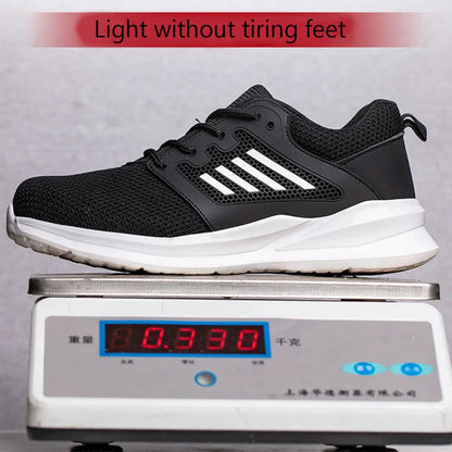Safety Shoes for Men Steel Toe Safety Sneaker Anti-Smashing Black Work Boots Comfortable Wear-resisting Boots for Work as Hiking