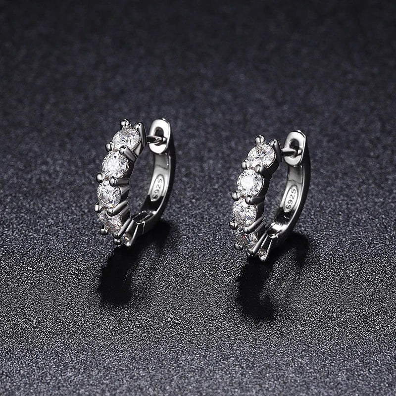 3mm D Color Moissanite Earrings 925 Sterling Silver Plated White Gold Hoop Earring for Women Wedding Party Fine Jewelry