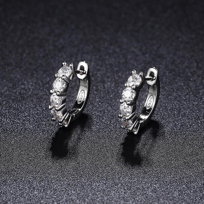 3mm D Color Moissanite Earrings 925 Sterling Silver Plated White Gold Hoop Earring for Women Wedding Party Fine Jewelry