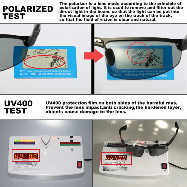 Aluminum Photochromic Sunglasses Men Polarized Day Night Driving Chameleon Glasses Anti-Glare Change Color Sun Glasses UV