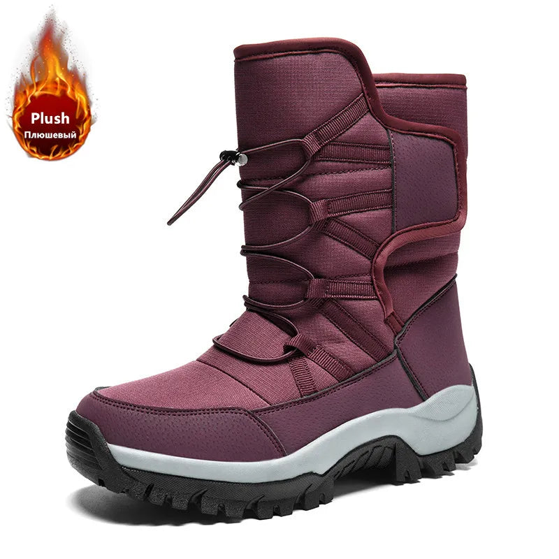 Men's Winter Shoes Waterproof Men's Boots Warm Plush Couple Snow Boots Outdoor Non-slip Hiking Boots Men Work Ankle Boots