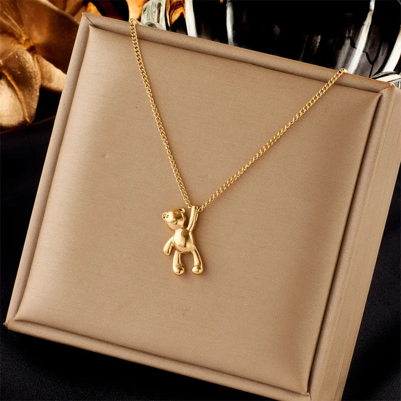 316L Stainless Steel Simple Heart Love Circular Tassel Necklace Lady Trend Fashion Clavicle Chain Jewelry Glamorous Gift