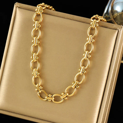 316L Stainless Steel Metal Chain Necklace For Women Fashion 18K Gold Plated Neck Chain Waterproof Jewelry Lady Gift